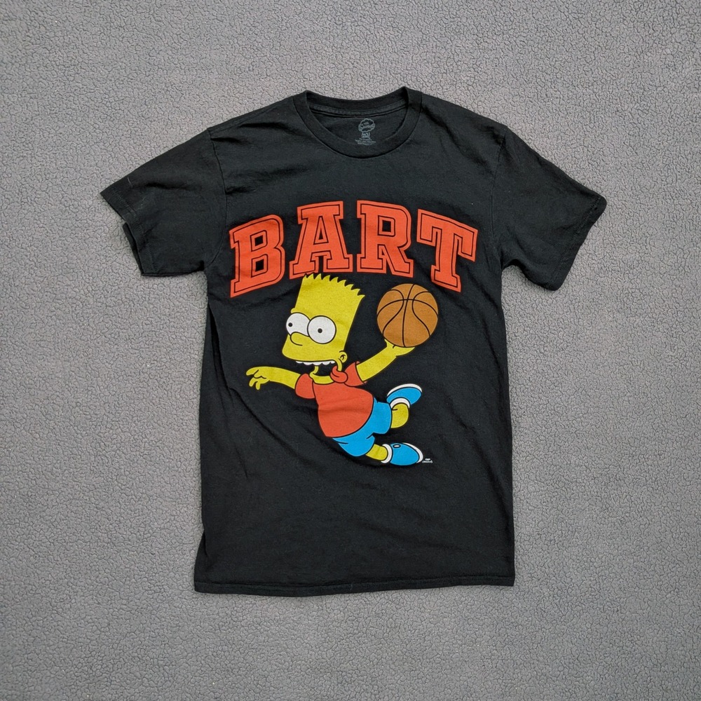 The Simpsons Bart Simpson Basketball Graphic T-Shirt Black Small RN 71868